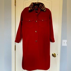 Helene Bergman Faux Fur-Trimmed Knit Coat